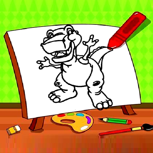 Easy Kids Coloring Dinosaur